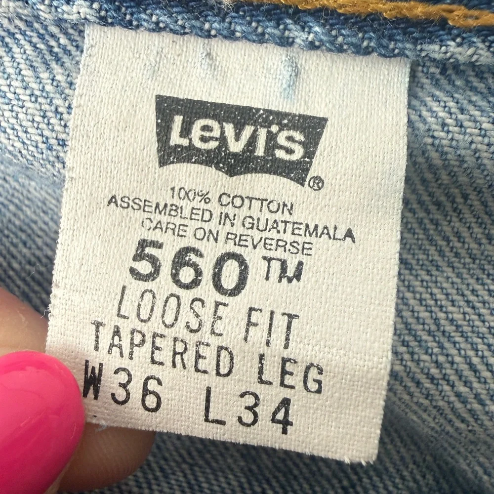 VTG Levi's 560‎ Loose Fit Tapered Leg 36x34 Blue Denim Red Tab 90's Retro Baggy